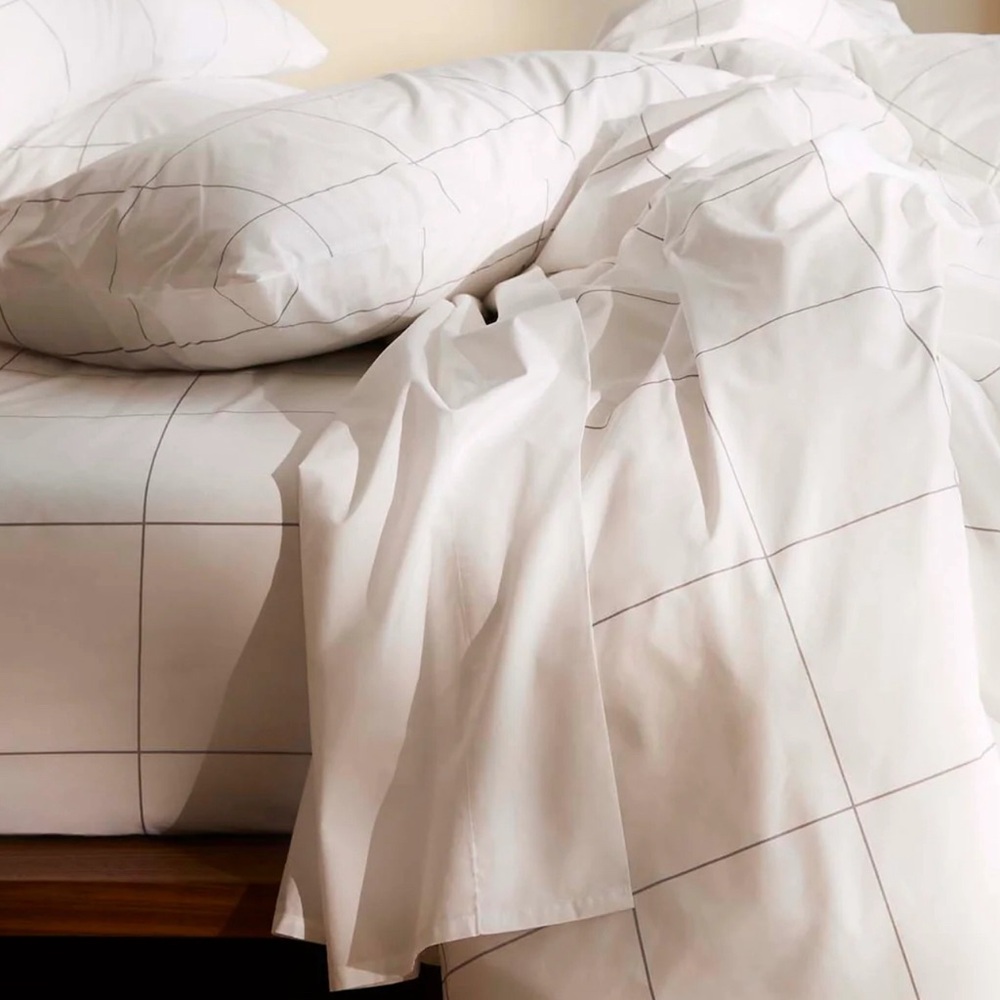 Brooklinen 100% Luxe Cotton Sheet Set in Full Size - White Windowpane : 🌿